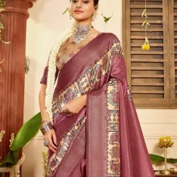 Saree Mall Rose Gold Silk Self Saree with Blouse Piece image 2