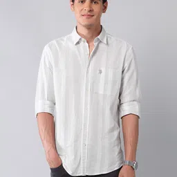 U.S. Polo Assn. Denim Co. Men Classic Fit Vertical Striped Cotton Casual Shirt-picture-46
