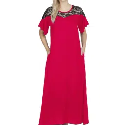 PATRORNA Fuchsia Lace Nighty-image-2