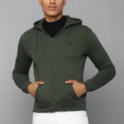 Allen Solly Olive Regular Fit Cotton Hooded Sweatshirt-picture-15