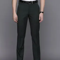 Louis Philippe Permapress Grey Slim Fit Texture Trousers-picture-38