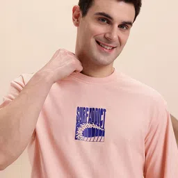 Mast & Harbour Typography Printed Pure Cotton Regular Fit T-shirt image 1
