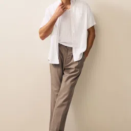 NEXT Cotton Linen Standard Fit Shirt image 4