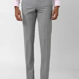 Van Heusen Grey Slim Fit Self Pattern Trousers-picture-29