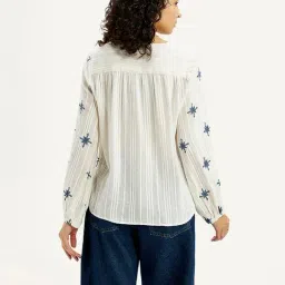 Levi's Off White Cotton Regular Fit Embroidered Top image 2