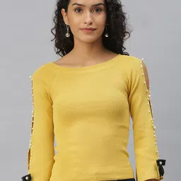 SHOWOFF Round Neck Slit Sleeves Regular Top-picture-36