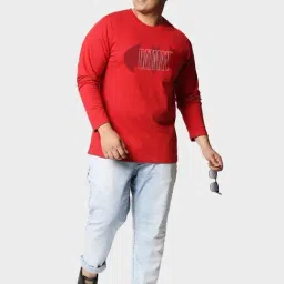 Bewakoof DC Men's Bold Red Batman Logo Graphic Printed Plus Size T-shirt image 4