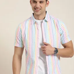 HERE&NOW Men Slim Fit Opaque Striped Casual Shirt-picture-13