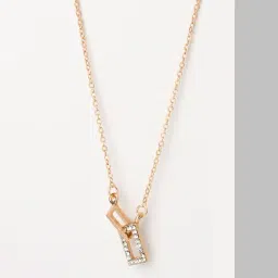 ToniQ Stylish Rose Gold-Plated CZ Stone Studded Charm Necklace for Women-picture-12