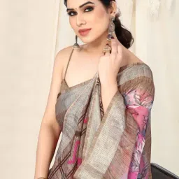 MIRCHI FASHION Pink Printed Saree With Unstitched Blouse Piece image 5