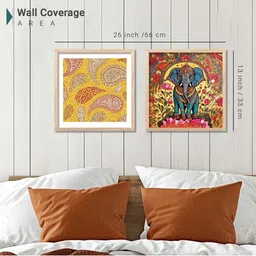 WALLLANE Brown Set of 2 Wooden Frame Traditional Wall Paintings image 2