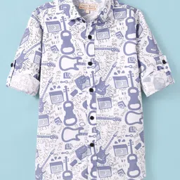 JASH KIDS Cotton Knit Full Sleeves Shirt with Text Print - Blue-picture-20