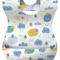 MOMISY Disposable Baby Bibs, 20 Pack Soft Travel Bibs for Feeding Infant Babies, Use and Throw Bibs, Toddler Drool Burp Apron, 3 Layer Absorbent Yet Waterproof Bib with 3D Crumb Catcher-image-56