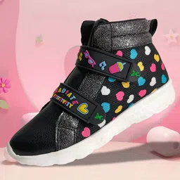 Hopits Hearts Designed & Sunglasses Applique Detailed Sneakers With Velcro Closure - Black-picture-10
