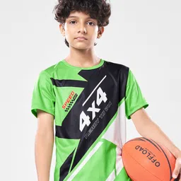 Pine Active Knit Half Sleeves Printed T-Shirt - Green & Black-picture-16
