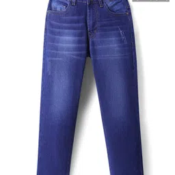 Pine Kids Denim Woven Full Length Washed Jeans - Navy Blue-picture-11