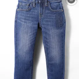 UCB Full Length Slim Fit Embossed Washed Denim Jeans - Navy Blue-picture-12