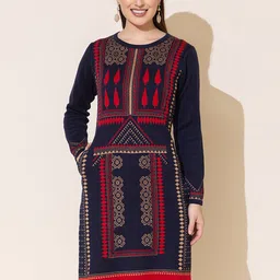 Anouk Ethnic Motifs Printed Regular Straight Jacquard Kurti-picture-21
