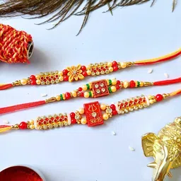 tipsy closet 3Pcs Rakhi for Brother Set Of 3 Traditional Dori Handmade Rakhi Combo for Brother-picture-19