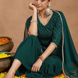 Janasya Women Ethnic Motifs Printed Kurta with Sharara & Dupatta-picture-31