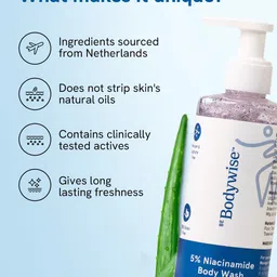 Be Bodywise 3-Pcs 5% Niacinamide Body Wash with Aloe Vera for Hydration - 250 ml each image 5