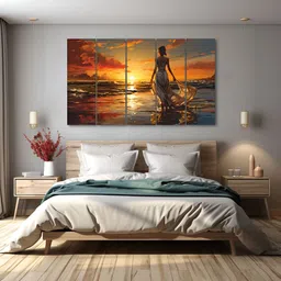 The Castle Decor Brown & Grey 5 Pieces Women Printed Wall Art-image-58