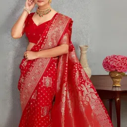 HERE&NOW Ethnic Motifs Woven Design Zari Banarasi Saree image 4