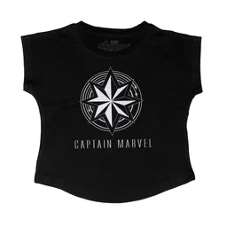 Marvel by Wear Your Mind Girls Black Printed Captain Marvel Top-picture-28