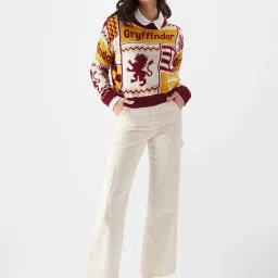 The Souled Store Maroon & White Printed Sweater image 5