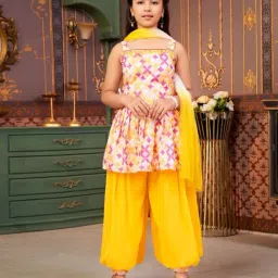 Aarika Girls Yellow Embroidered Kurti Set-picture-25