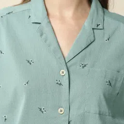 Chemistry Green Cotton Print Night Suit image 5