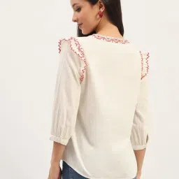 MADAME Off White Regular Fit Top image 2