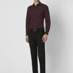 Peter England Maroon Slim Fit Checks Shirt image 5