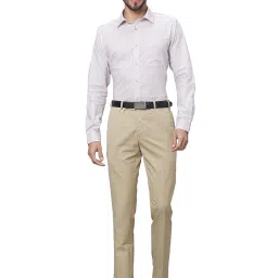 Raymond Beige Slim Fit Flat Front Trousers image 5