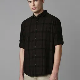 Louis Philippe Brown Slim Fit Checks Shirt image 3