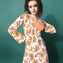 PURVAJA Yellow Print Full Sleeves A Line Dress image 5