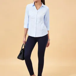 Annabelle by Pantaloons Blue Regular Fit Formal Shirt image 5