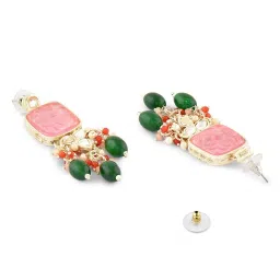 Zaveri Pearls Multicolor Cluster Drop Kundan Multistrand Choker Necklace Earring Ring Set-ZPFK16083 image 5