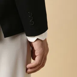 allen solly Men Black Slim Fit Solid Formal Blazer image 5