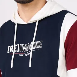 Byford By Pantaloons Navy Regular Fit Printed Hooded Sweatshirt image 5