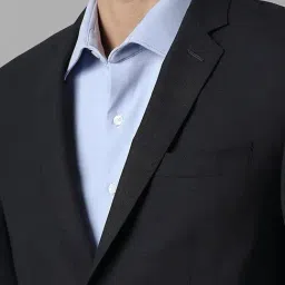 Louis Philippe Black Slim Fit Texture Two Piece Suits image 5