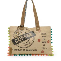 The House of Tara Beige Printed Jute Shoulder Bag image 1