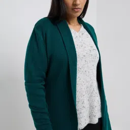 Gia by Westside Dark Green Knit-Textured Cardigan image 5