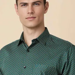 allen solly Men Green Slim Fit Print Full Sleeves Formal Shirts image 5