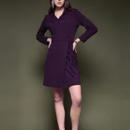SELVIA Dark Purple Regular Fit Wrap Dress-picture-37