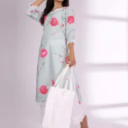 Varanga Grey Floral Printed Kurti image 5