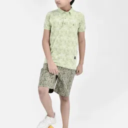 Crimsoune Club Kids Green Printed Polo T-Shirt image 5