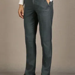 Louis Philippe Grey Slim Fit Texture Trousers image 3