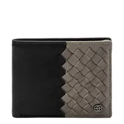 Eske Black & Grey Textured Bi-Fold Wallet for Men-image-69