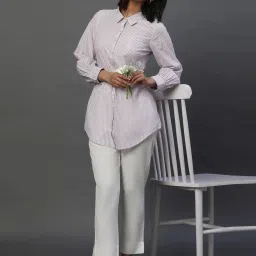 Aurelia Purple Cotton Striped Shirt image 5